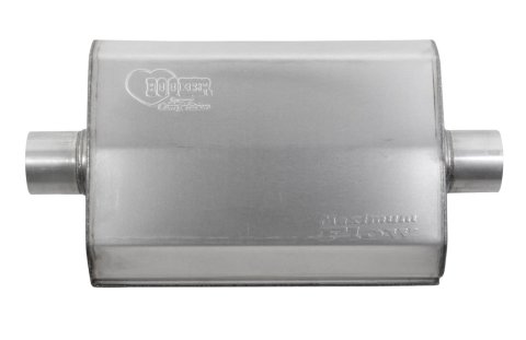 Hooker Maximum Flow Steel 2.5 Inch Muffler 21614HKR Muffler, Flow, 2 1/2 in. Inlet/2 1/2 in. Outlet, Steel, Aluminized, Each