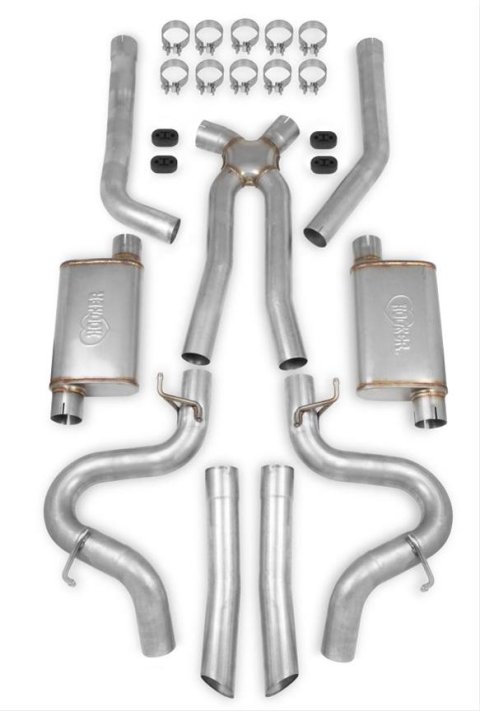 Hooker Blackheart Exhaust Systems 70501364-RHKR System, Blackheart, Header-back, 3 in. Dual, Split Side, Stainless, Turbo Mufflers, Buick, Chevy, Oldsmobile, Pontiac, V8, Kit