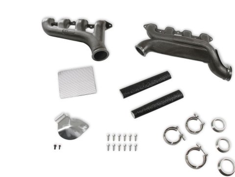 Hooker Blackheart LT Gen V Turbo Exhaust Manifolds 8540HKR Manifolds, Turbo, Cast Iron, Natural, 3.0 in. Outlet/2.5 in. Crossover Connection, with Hardware/Heat Shield, Chevrolet LT, V, Pair