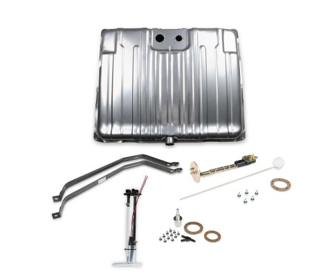 Holley Sniper EFI Conversion Fuel Tanks for 1965-1966 BEL AIR, BISCAYNE, IMPALA - 19-119 Tanks, Sniper, 24 Gallon, Steel, Silver, Pump, 13.5V, 67 gph, 1/4 in. Female Thread, Sending Unit, 0-90 ohm, Chevy, Kit