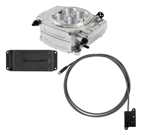 Holley Sniper 2 EFI 650 HP Base Fuel Injection Systems with Power Distribution Module 550-510-BPX System, 2, Self-Tuning, Throttle body, Polished, 4150 Flange, hp Max, 800 CFM, No Pump, PDM, Bluetooth, Kit