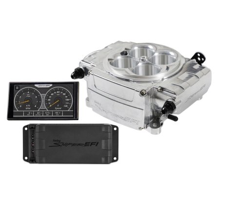 Holley Sniper 2 EFI 650 HP Base Fuel Injection Systems with Power Distribution Module 550-510-5PX System, 2, Self-Tuning, Throttle body, Polished, 4150 Flange, hp Max, 800 CFM, No Pump, PDM, 5 in. Display, Kit