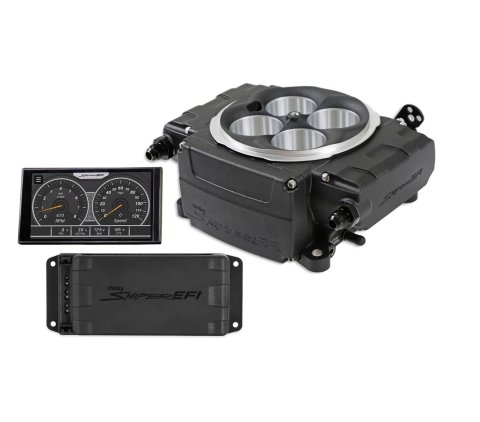 Holley Sniper 2 EFI 650 HP Base Fuel Injection Systems with Power Distribution Module 550-511-5PX System, 2, Self-Tuning, Throttle body, Black, 4150 Flange, hp Max, 800 CFM, No Pump, PDM, 5 in. Display, Kit