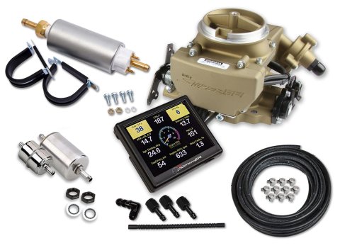 Holley Sniper EFI 2GC Large Bore Fuel Injection Systems 550-857K Systems, EFI, 2GC, Throttle Body, Gold, Bore, Flange, Injectors, Pump, External, Regulator, Harness, Tuner, Kit