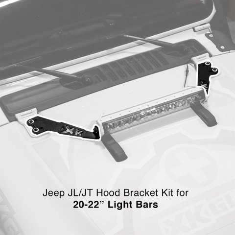 XK Glow Jeep Light Bar Mounting Brackets XK-BRC-JL-H JL JT Hood 20" Bracket Kit