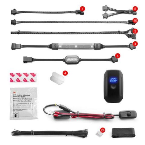 XK Glow Motorcycle LED Accent Kits KS-MOTO-MINI Lights, XKchrome LED, Multicolor, Clear Silicone Housing, 9.50 in. Length, On/Off Switch, Kit