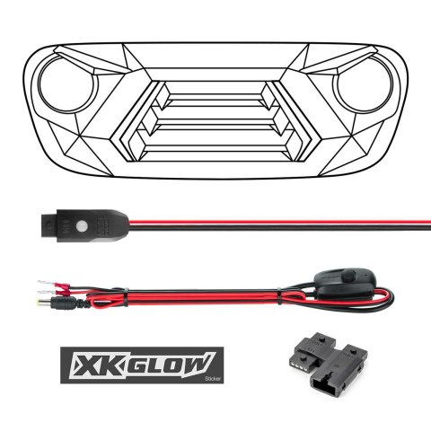 XK Glow XKchrome LED Grills for 2007-2017 WRANGLER, 2018 WRANGLER JK - XK-GRILL-JK1 XKCHROME Grill Kit Wrangler