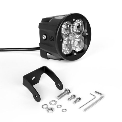 XK Glow C3 Cube Lights XK065003-S Round XKchrome 20w LED Light with RGB Accent Light - Spot Beam w/Fog Light Bracket