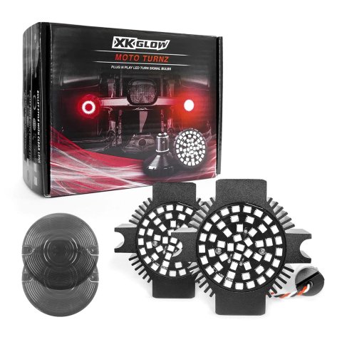 XK Glow Motorcycle LED Turn Signals XK1156F-R-S Rear Signal Kit - 1156 Flat Style Smoked Lenses