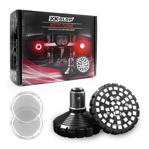 XK Glow Motorcycle LED Turn Signals XK1157B-RR-C Rear Signal Kit - Bullet Style Clear Lenses