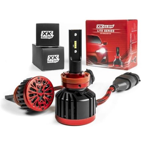 XK Glow Lite Series Driverless LED Headlight Conversion Kits XK045001-H11 Light Bulbs, LED, H11, White, 6000K, Pair