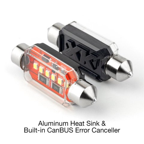 XK Glow Interior LED Light Bulbs XK-FT31-W 2pc 31mm White Festoon Error Free Ultra Bright with Built-in Canbus
