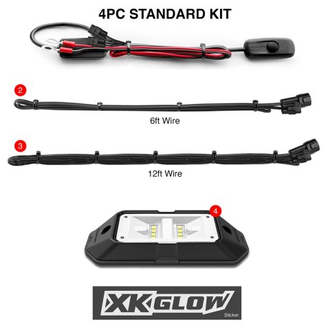 XK Glow Pure White Rock Light Kits XK-WROCK-STA Accent Lights, LED, Four Lights, White, Kit