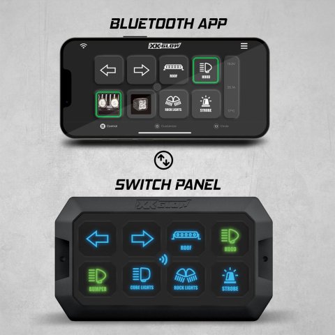 XK Glow LED Controllers and Light Modules XK-CMD-KIT XKcommand Bluetooth Switch Panel for Lights 12V Accessory Offroad