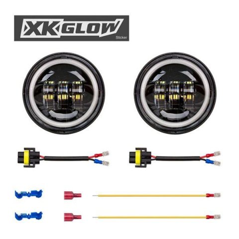 XK Glow XKchrome Running Light Kits XK042007-B Black 2pc. Motorcycle Driving Lights with Amber Halo