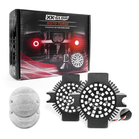 XK Glow Motorcycle LED Turn Signals XK1156F-R-C Rear Signal Kit - 1156 Flat Style Clear Lenses