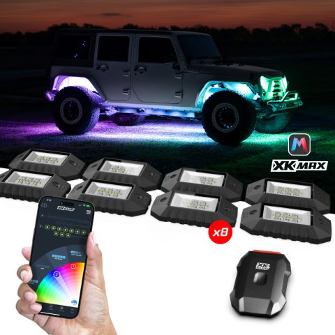XK Glow LED Accent Lights MX-ROCK-ADV XKmax RGBW 8pc Addressable Rock Light Kit