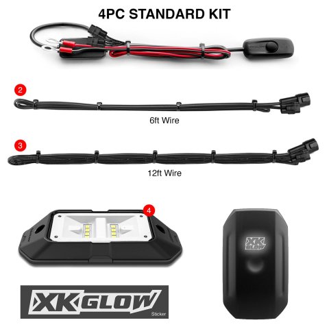 XK Glow Pure White Rock Light Kits XK-WROCK-PRO Accent Lights, LED, Twelve Lights, White, Kit