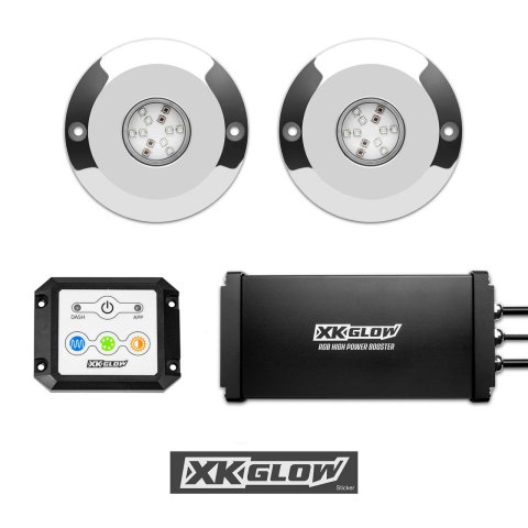 XK Glow LED Accent Lights XK075001-KIT 2PC 48W RGB UNDERWATER LIGHT KIT FOR BOAT