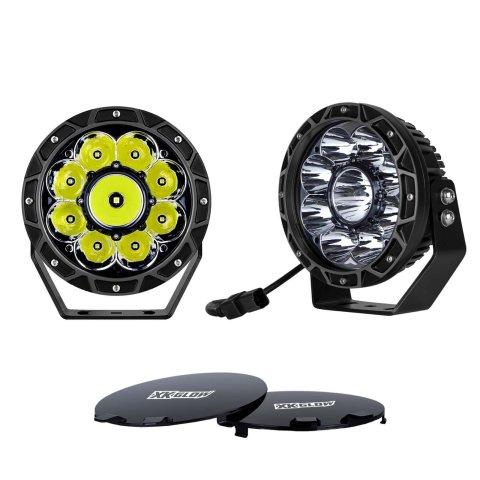 XK Glow Light Bars, Pods and Fog Lights XK066007 2pc 7in 44W Combo Beam Offroad Round Work Kit