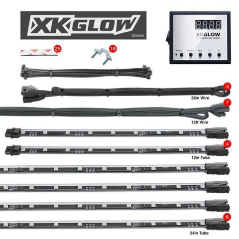 XK Glow Remote Control LED Undercar Light Kits XK041007 Accent Lights, Kit, Multicolor, Waterproof, Wireless Key Fob, Kit