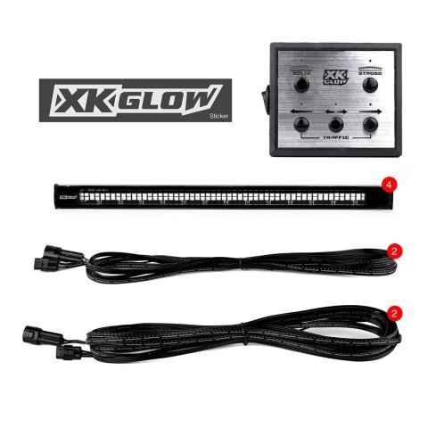 XK Glow Emergency Strobe Lights XK052002-4A 4pc 12in Tube Light w/ Traffic Modes Ultra Bright LEDs Multiple modes+ Solid On, Amber