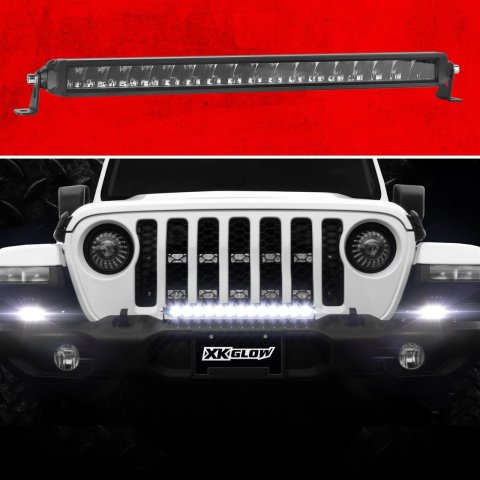 XK Glow Razor 5,600 Lumens 20 Inch LED Light Bar XK064020-DFS 20" Fog + Strobe + High Beam Driving No Wire & Switch