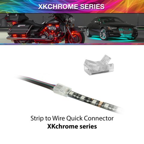 XK Glow Headlight Conversion Harnesses XK-4P-CNT-SW 4pin Quick Connector- Strip to Wire XKchrome