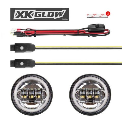 XK Glow XKchrome Running Light Kits XK042011-W Auxiliary Lights, Lights, LED, Driving, Round, White/Amber Bulb, Clear Lens, 12 V, Chrome Housing, Harley-Davidson®, Kit