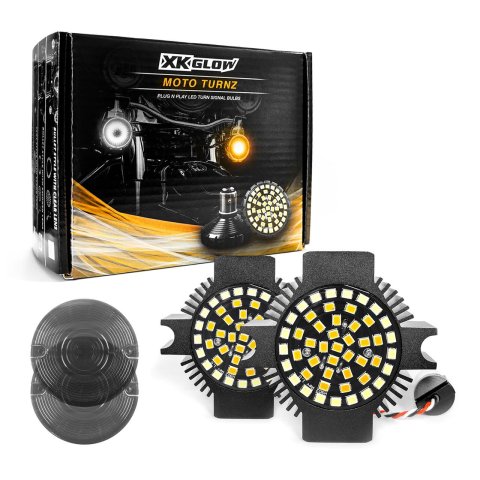 XK Glow Motorcycle LED Turn Signals XK1157F-WA-S Front Signal Kit - Flat Style Smoked Lenses