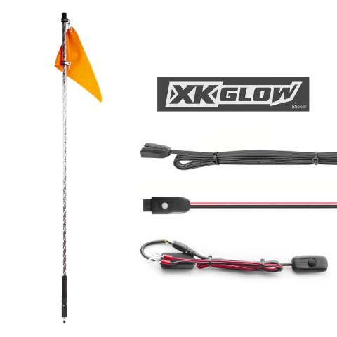 XK Glow XKchrome LED Whip Light Kits XK-WHIPB-STA Accent Lights, 1x 2nd Gen Advanced App Control Kit for 4x4 Offroad UTV ATV