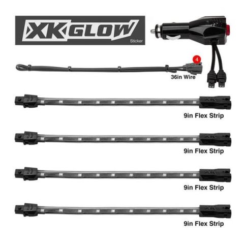 XK Glow LED Undercar Light Kits XK041004-AB Blue - 4x8-in. Strip Single Color XKGLOW UnderglowLED Accent Car/Truck Kit