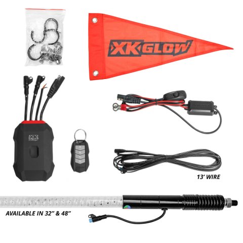 XK Glow LED Accent Lights MX-WHIPC-ADV 2x32" XKmax RGBW Advanced App Control Whip Light Kit for 4x4 Offroad UTV ATV