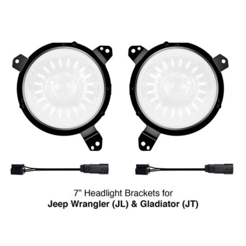 XK Glow Headlight Mounting Kits for 2020-2021 GLADIATOR, 2018-2021 WRANGLER - XK-MNT-JL Brackets, Universal 7 in. Headlamp, Wiring Harness Adapters, Jeep, JL, JT, Kit