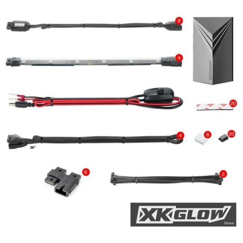 XK Glow Motorcycle LED Accent Kits XK034016 8xCompact Pods + 4x10-in. Flex Strips 7 Color Remote Control XKGLOW Light Motorcycle/ATV/Snowmobile Kit