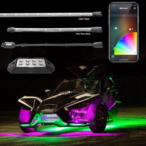 XK Glow XKchrome LED Underglow Light Kits for 2015-2017 SLINGSHOT - XK-SLING-ADV Accent Lights, Underlight, XKchrome, LED, Multicolor, Waterproof, Polaris, Slingshot, Kit