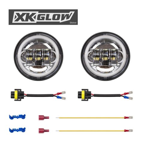 XK Glow XKchrome Running Light Kits XK042007-W Chrome 2pc. Motorcycle Driving Lights with Amber Halo