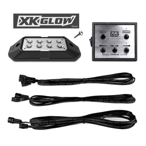 XK Glow Emergency Strobe Lights XK052001-4W 4pc w/ Traffic Modes Ultra Bright LEDs Multiple modes + Solid On -White