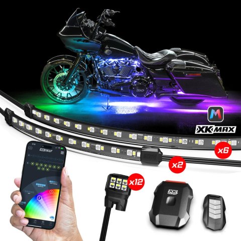 XK Glow LED Accent Lights MX-MOTO-PRO XKmax RGBW 20pc addressable Motorcycle Underglow App Control Light Kit