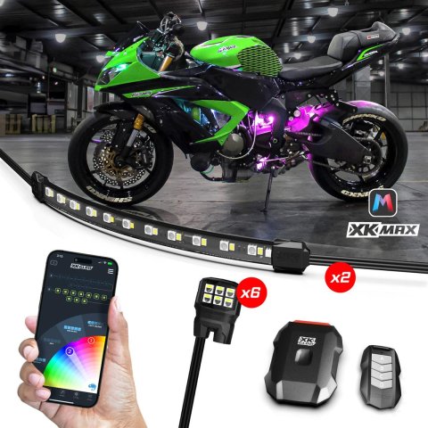 XK Glow LED Accent Lights MX-MOTO-MINI XKmax RGBW 8pc Addressable Motorcycle Underglow App Control Light Kit