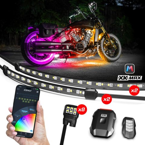 XK Glow LED Accent Lights MX-MOTO-STA XKmax RGBW 10pc addressable Motorcycle Underglow App Control Light Kit