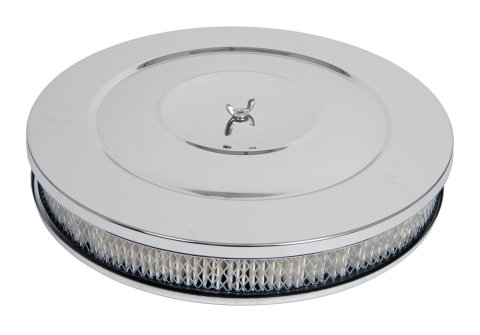 Trans-Dapt Performance Chrome Air Cleaners 2147 Filter Assembly, 14 in. Diameter, Round, Dropped Base, Steel, Chrome, 2 in. Filter Height, Each