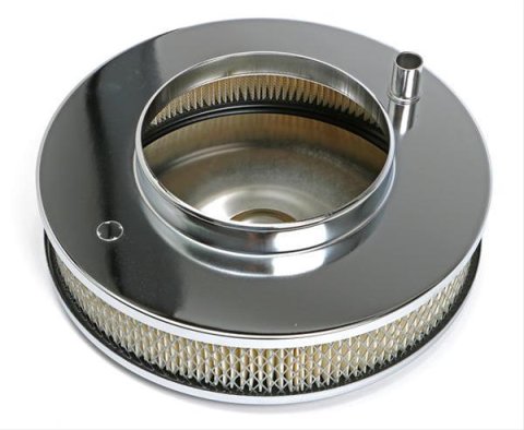 Trans-Dapt Performance Chrome Air Cleaners 2282 Filter Assembly, 10 in. Diameter, Round, Raised Base, Steel, Chrome, 2 1/8 in. Filter Height, Each