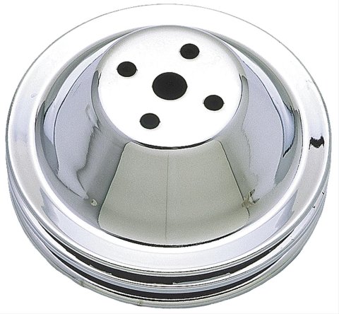 Trans-Dapt Performance Chrome Water Pump Pulleys 9601 Pulley, V-Belt, 2-Groove, Steel, Chrome, Chevy, Small Block, Short Pump, Each