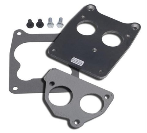 Trans-Dapt Performance Throttle Body to Carbureted Manifold Adapters 2206 Adapter, Chevy, Small Block TBI Spread Bore 4-Barrel, Rear Mount, Steel, Natural, Kit
