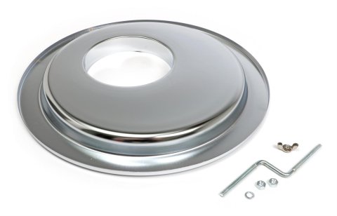 Trans-Dapt Performance Air Filter Bases 2430 Cleaner Base Plate, Steel, Chrome, 14 in. Diameter, 5 1/8 in. Inlet, Flat Base, GM with Large HEI, Each