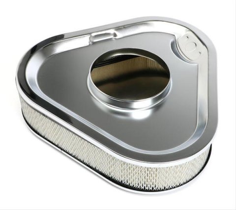 Trans-Dapt Performance Chrome Air Cleaners 2294 Filter Assembly, Triangle, Dropped Base, Steel, Chrome, 3 in. Filter Height, Each