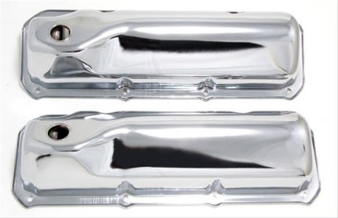 Trans-Dapt Performance Chrome Valve Covers 9295 Covers, Stock Height, Steel, Chrome, Plain, Ford, 351C/351M/400, Pair