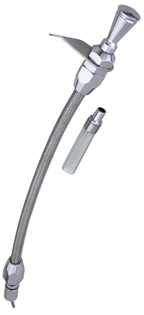 Trans-Dapt Performance Flexible Braided Stainless Transmission Dipsticks 8139 Dipstick, Stainless, Polished Billet Aluminum, GM TH400, Push-In Style, Each