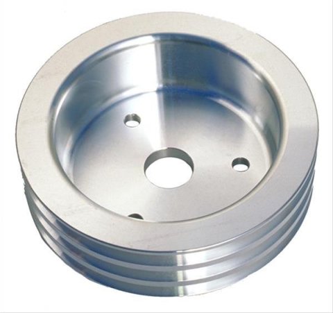 Trans-Dapt Performance Aluminum Crankshaft Pulleys 8878 Pulley, V-Belt, 3-Groove, 6.6 in., Aluminum, Natural, Chevy, Big Block, Short Pump, Each